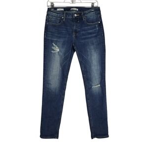 Vigoss Thompson Tomboy Jeans Women's 28 Distressed Skinny Whiskered Medium Wash